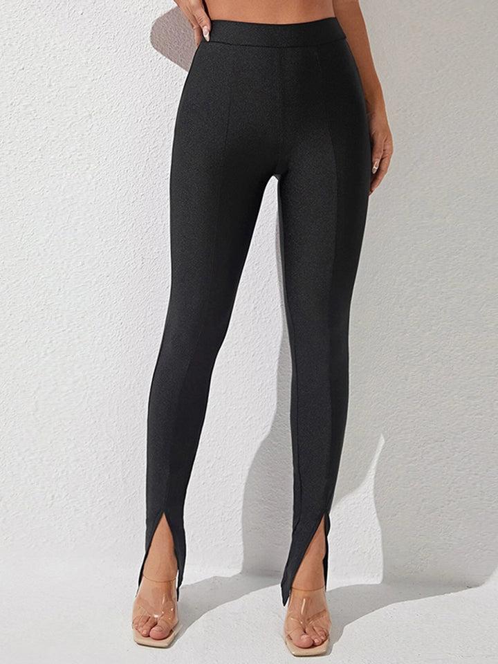 High Waist Slit Skinny Pants - Black / S - Bottoms - Pants - 1 - 2024