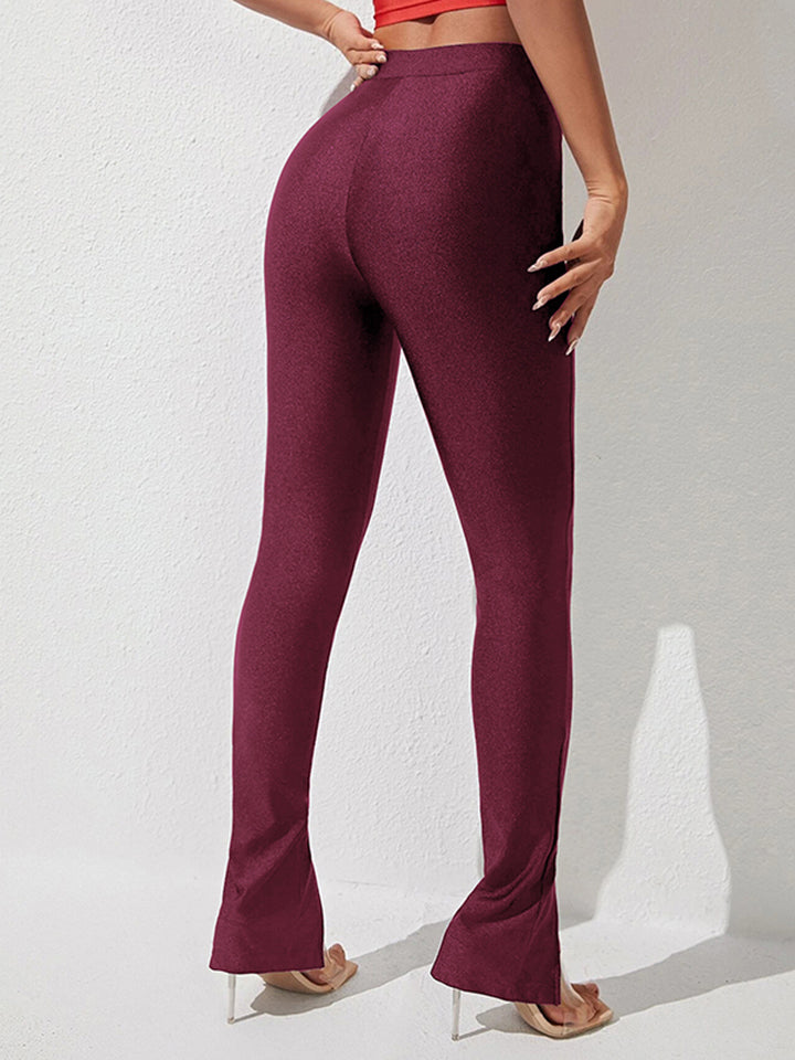 High Waist Slit Skinny Pants - Bottoms - Pants - 6 - 2024