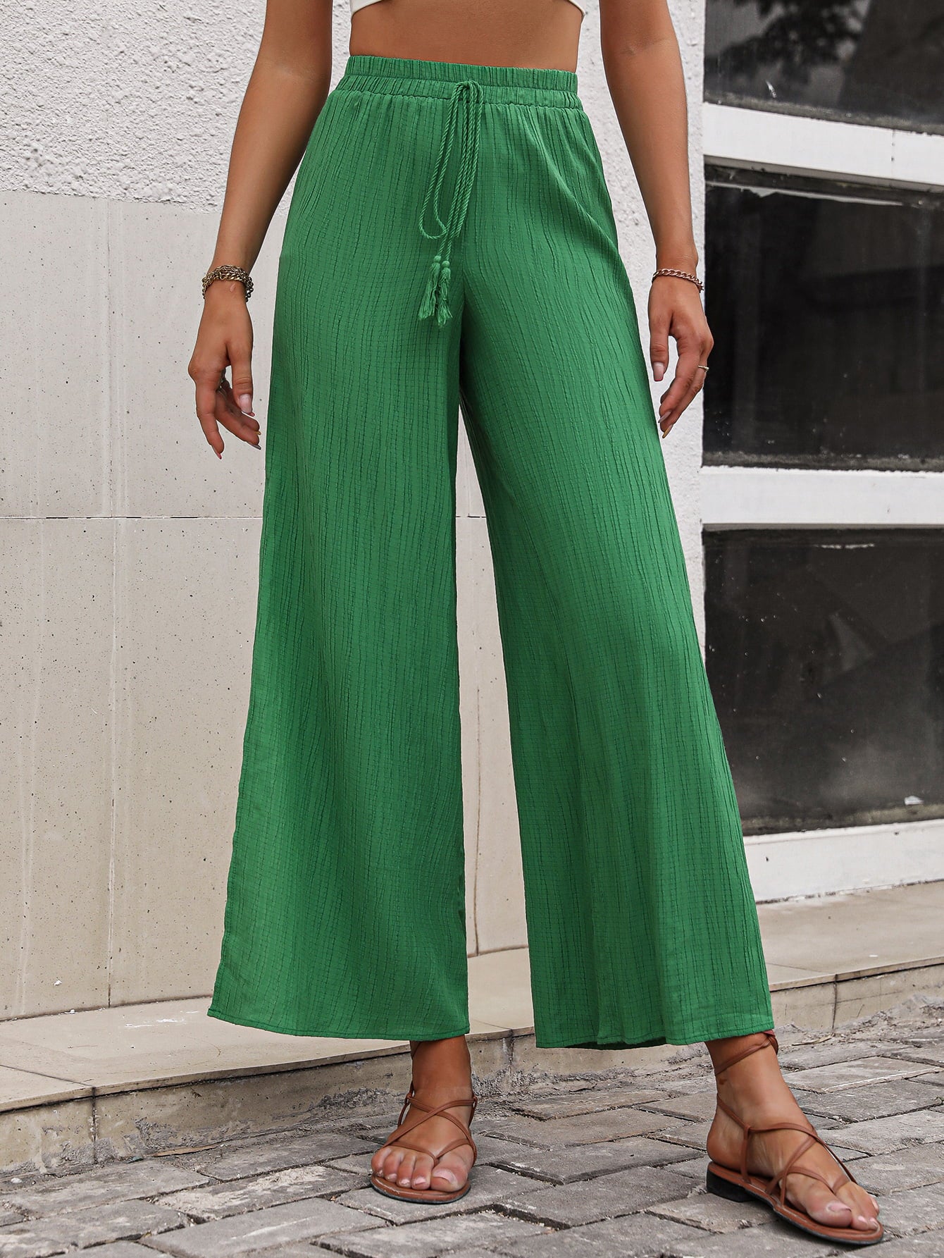 High Waist Slit Wide Leg Pants - Bottoms - Pants - 3 - 2024