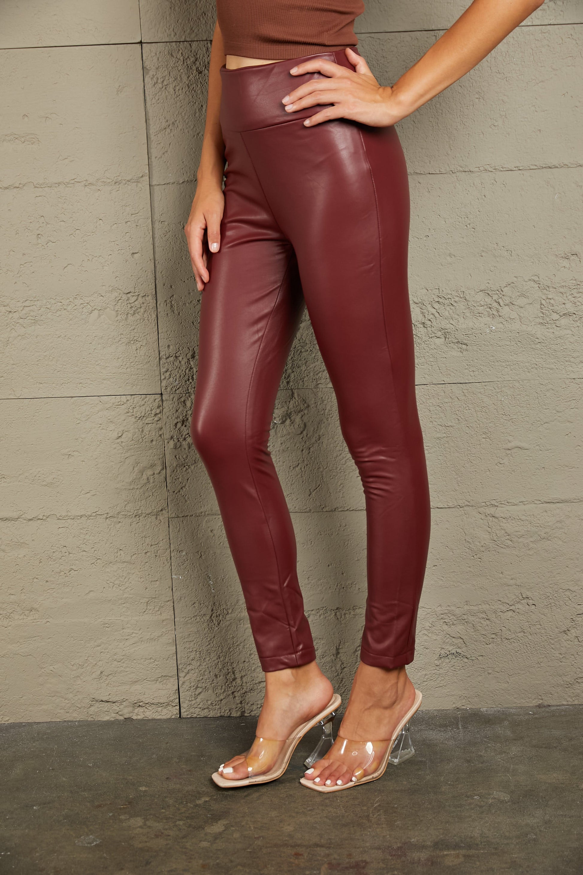 PU High Waist Straight Pants - Bottoms - Pants - 2 - 2024