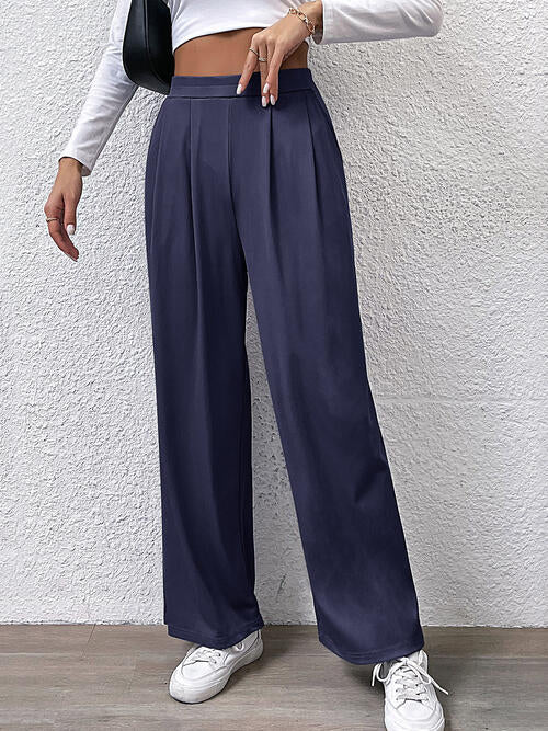 High Waist Straight Pants - Navy / S - Bottoms - Pants - 6 - 2024