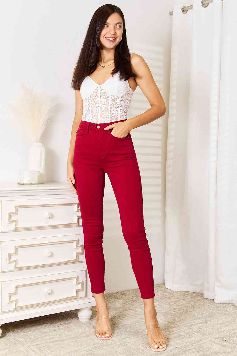 High Waist Tummy Control Skinny Jeans - Bottoms - Pants - 5 - 2024