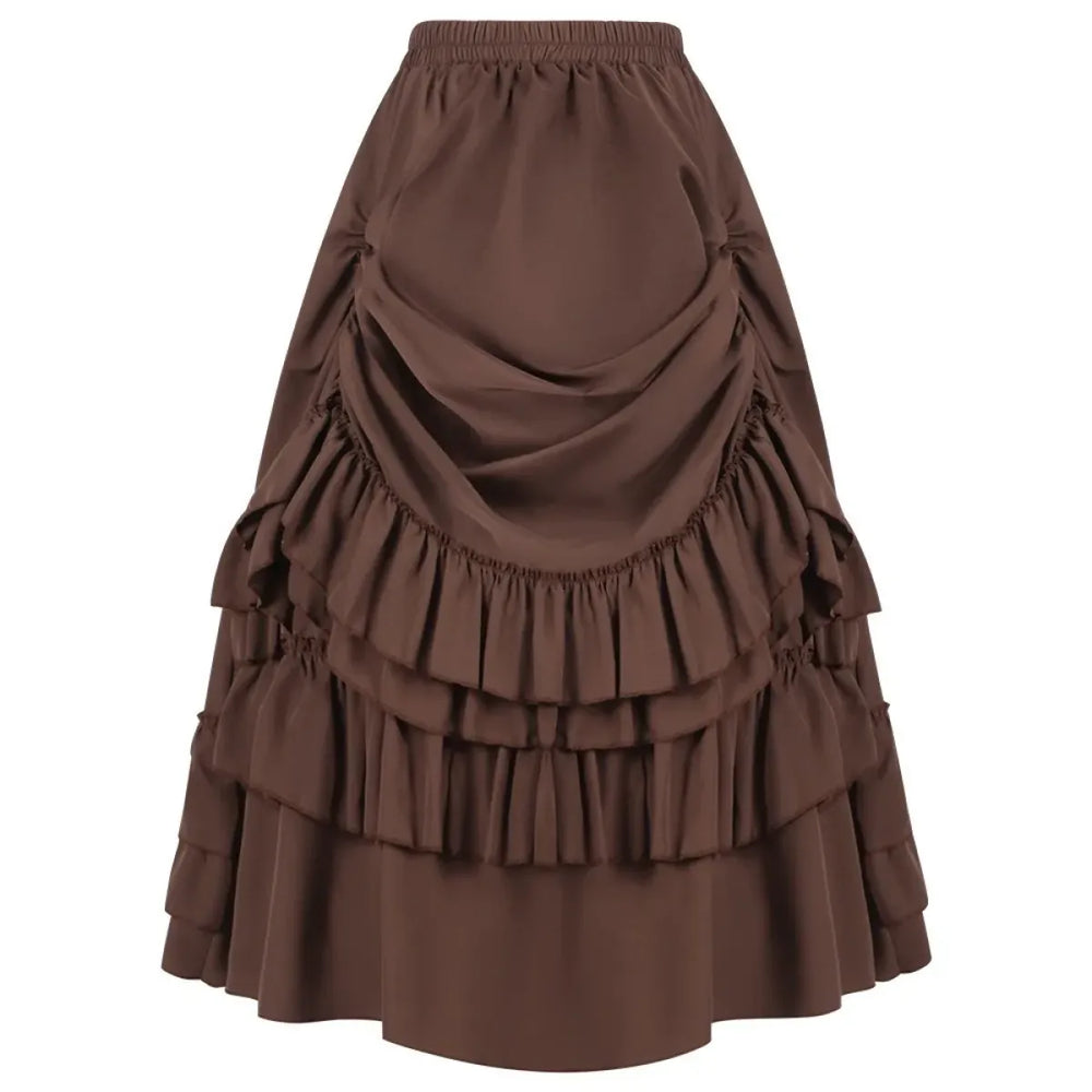 High Waist Victorian Ruffled Skirt – Gothic Steampunk - Bottoms - Skirts - 1