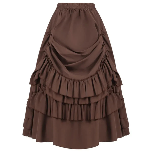 High Waist Victorian Ruffled Skirt – Gothic Steampunk - Bottoms - Skirts - 1