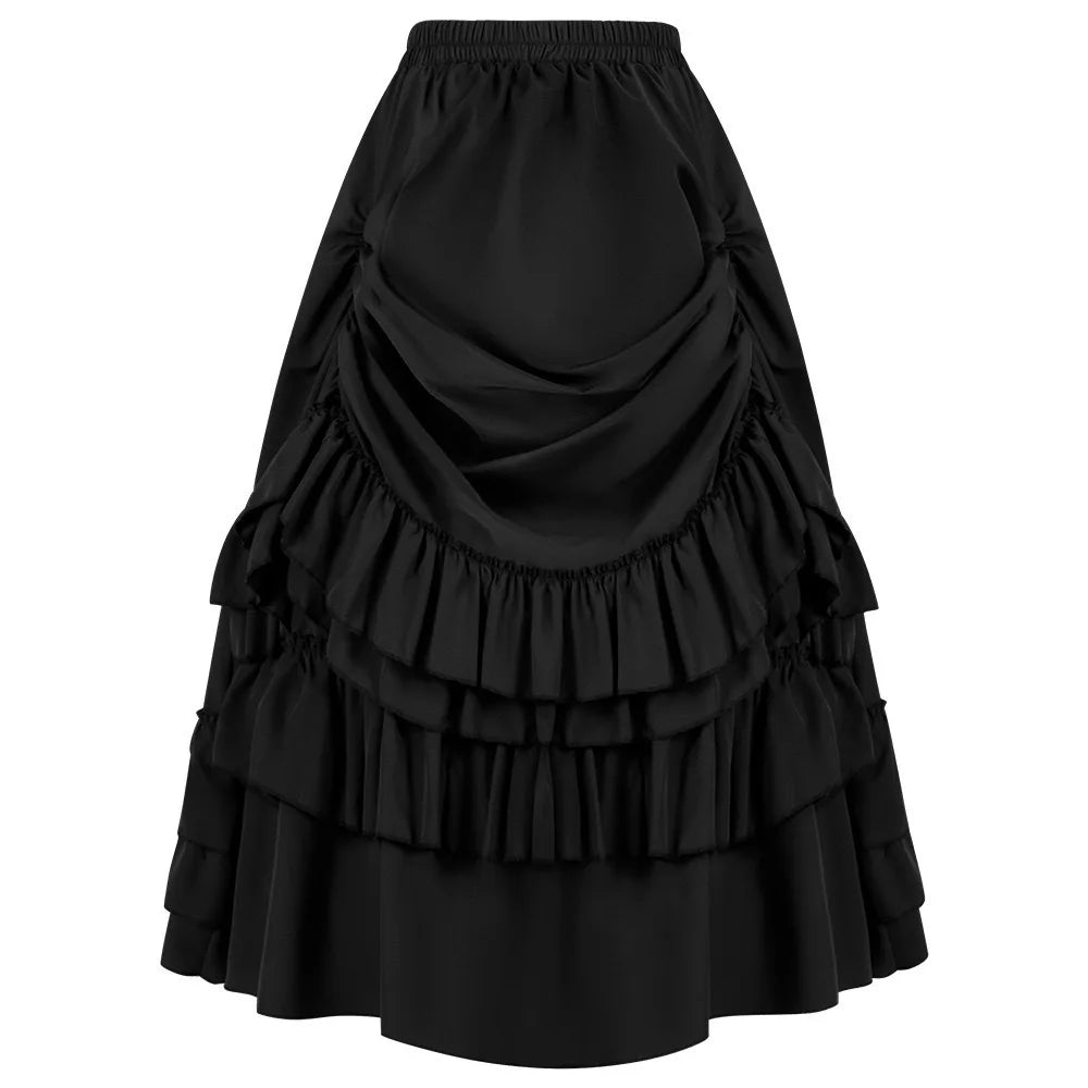 High Waist Victorian Ruffled Skirt – Gothic Steampunk - Black / XXL / CHINA - Bottoms - Skirts - 2025 - 18