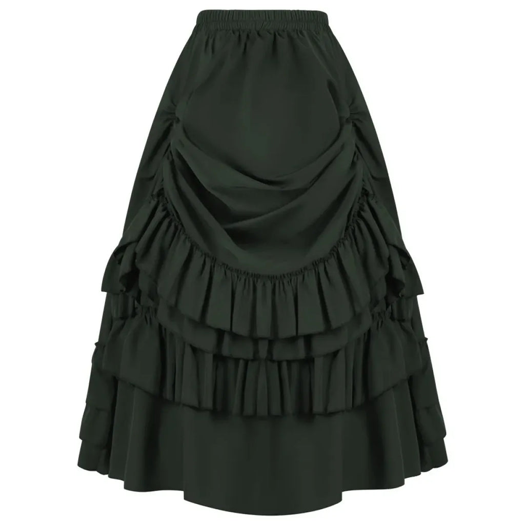 High Waist Victorian Ruffled Skirt – Gothic Steampunk - Bottoms - Skirts - 19