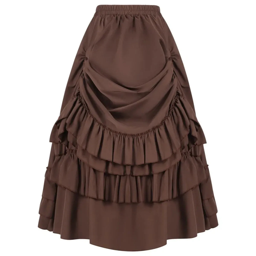High Waist Victorian Ruffled Skirt – Gothic Steampunk - Bottoms - Skirts - 20