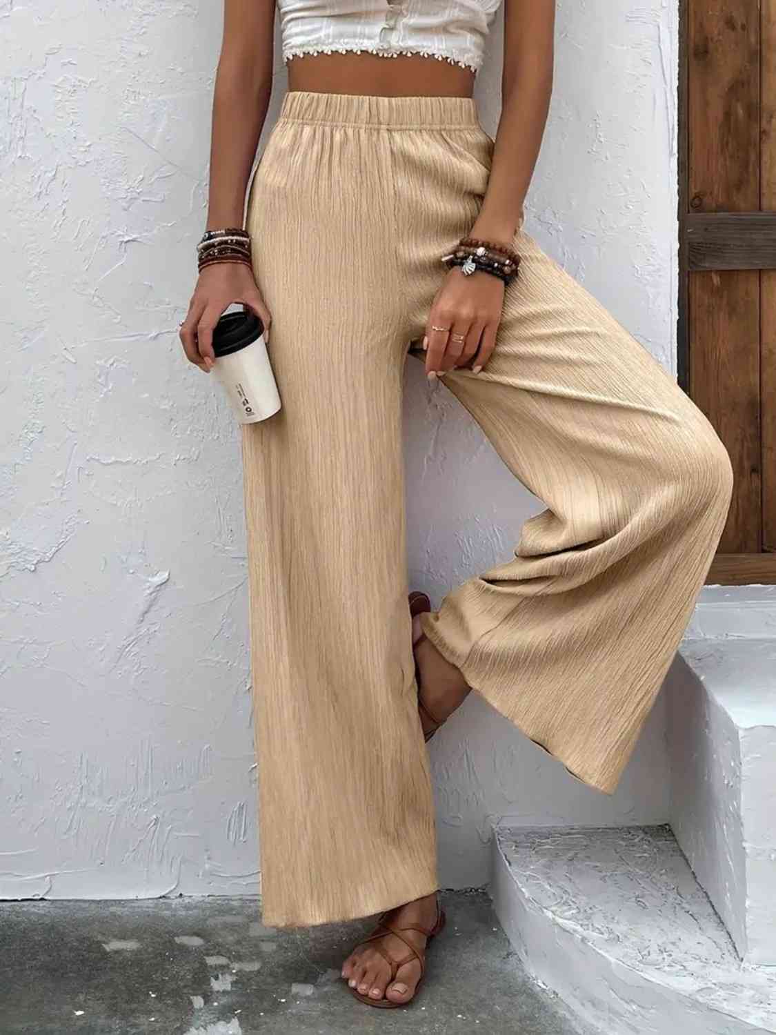 Full Size High Waist Wide Leg Pants - Tan / S - Bottoms - Pants - 4 - 2024