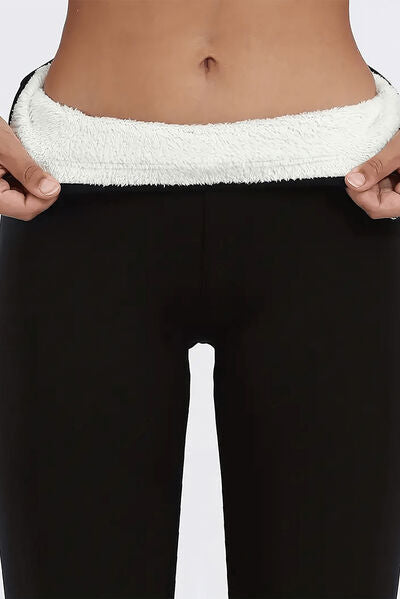 High Waist Wide Waistband Fleece Leggings - Women’s Clothing & Accessories - Pants - 4 - 2024