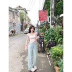 Wide Leg Jeans – High Waist Y2K Bow Embroidery - Bottoms - Women’s Jeans - 2