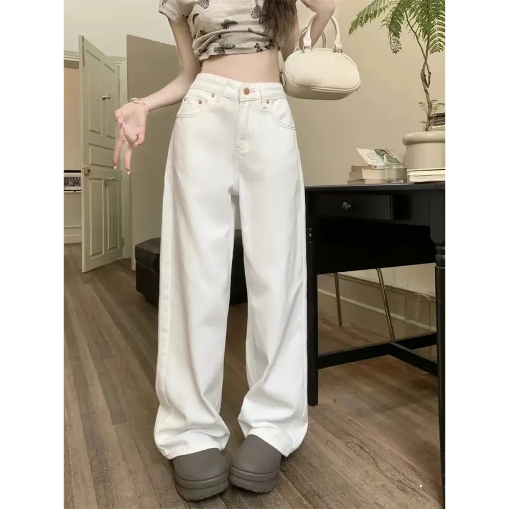 Wide Leg Jeans – High Waist Y2K Bow Embroidery - Bottoms - Women’s Jeans - 3