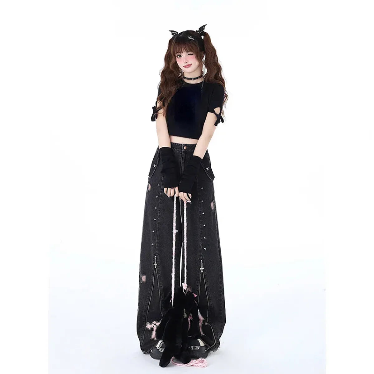 Gothic Harajuku Baggy Jeans – High Waist Y2K Denim Pants - Bottoms - Women’s Jeans - 5