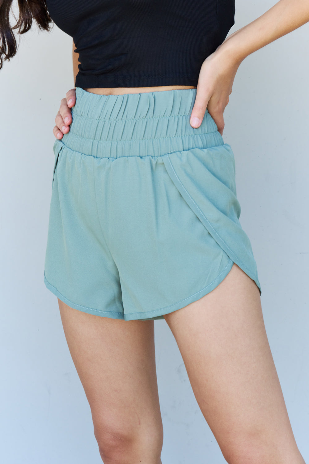 Stay Active High Waistband Active Shorts in Pastel Blue - Women’s Clothing & Accessories - Shorts - 5 - 2024