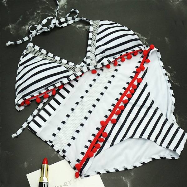 Boho High Waisted Bikini - Striped / M - Women’s Clothing & Accessories - Swimwear - 44 - 2024