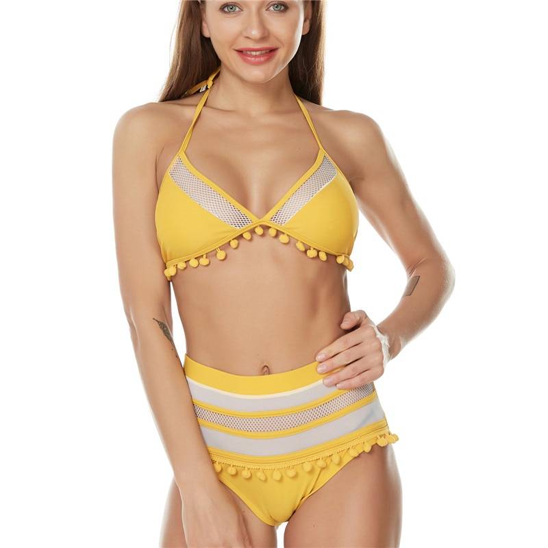 Boho High Waisted Bikini - Yellow / M - Women’s Clothing & Accessories - Swimwear - 46 - 2024