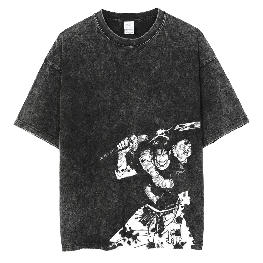 Hip Hop Streetwear Vintage T-shirt - Japanese Anime Graphic Print - Black / S - T-Shirts - Shirts & Tops - 1 - 2024