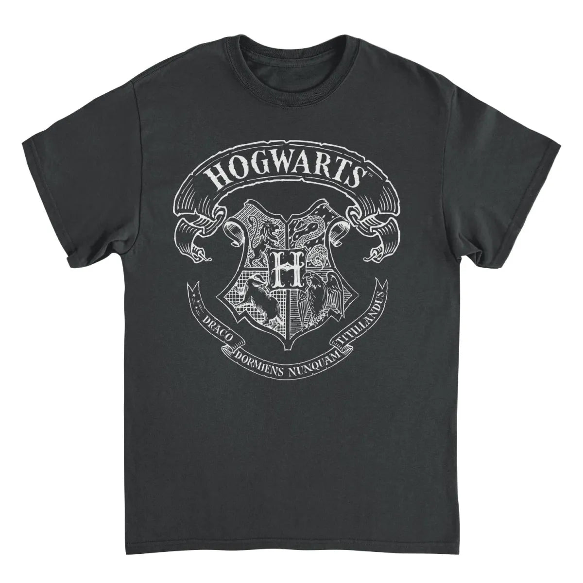 Hogwarts Crest Latin Motto Black T-Shirt - T-Shirts - T-Shirt - 1