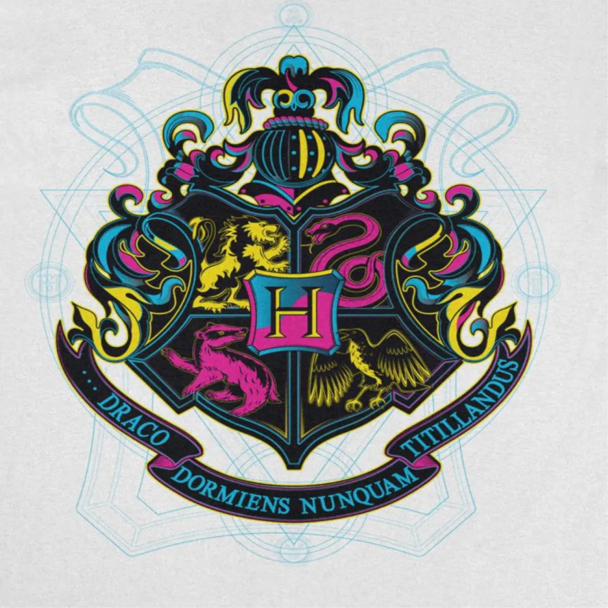 Hogwarts Neon Crest White T-Shirt - T-Shirts - T-Shirt - 2