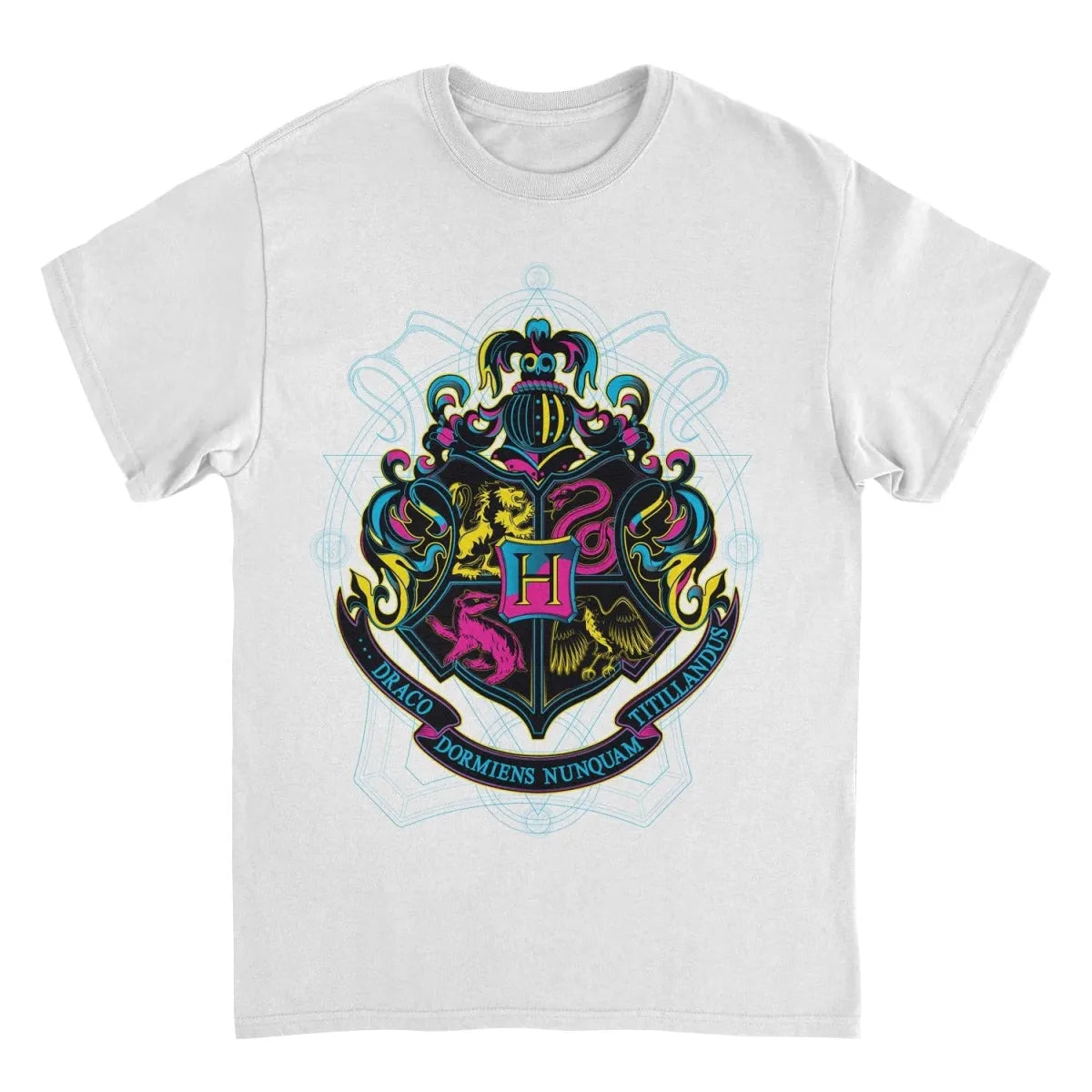 Hogwarts Neon Crest White T-Shirt - T-Shirts - T-Shirt - 1