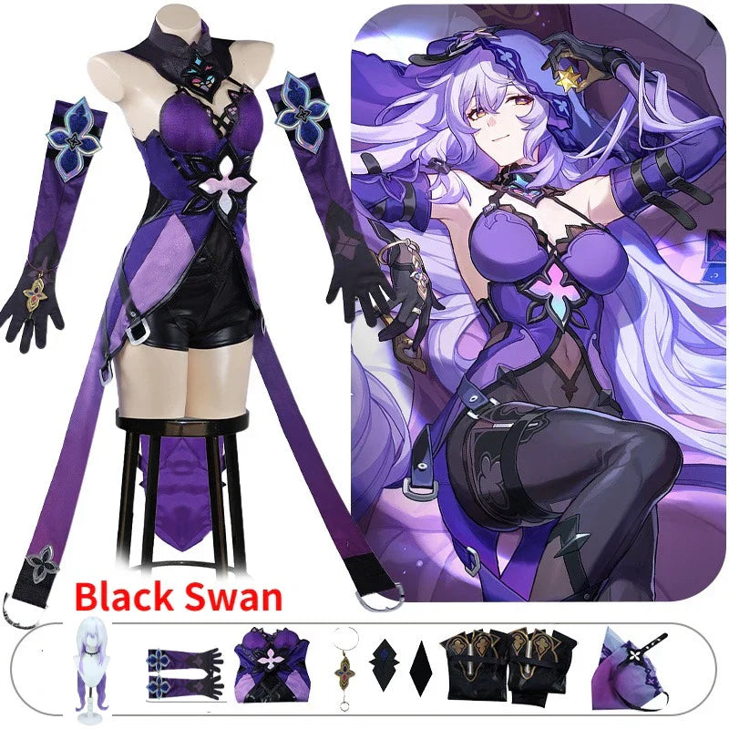 Honkai Star Rail Black Swan Cosplay - clothes wig set / XS - Cosplay - Costumes - 8 - 2024