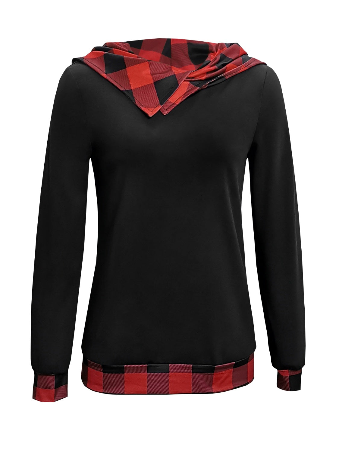 Plaid Long Sleeve Hooded Blouse - Women’s Clothing & Accessories - Shirts & Tops - 3 - 2024