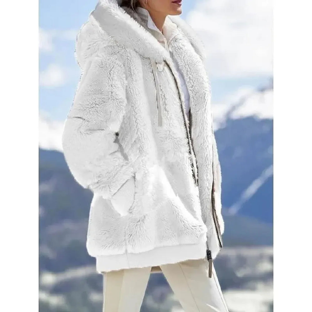 Plush Zip-Up Hooded Fleece Jacket - Jackets & Coats - Jacket - 1