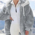 Plush Zip-Up Hooded Fleece Jacket - Jackets & Coats - Jacket - 5