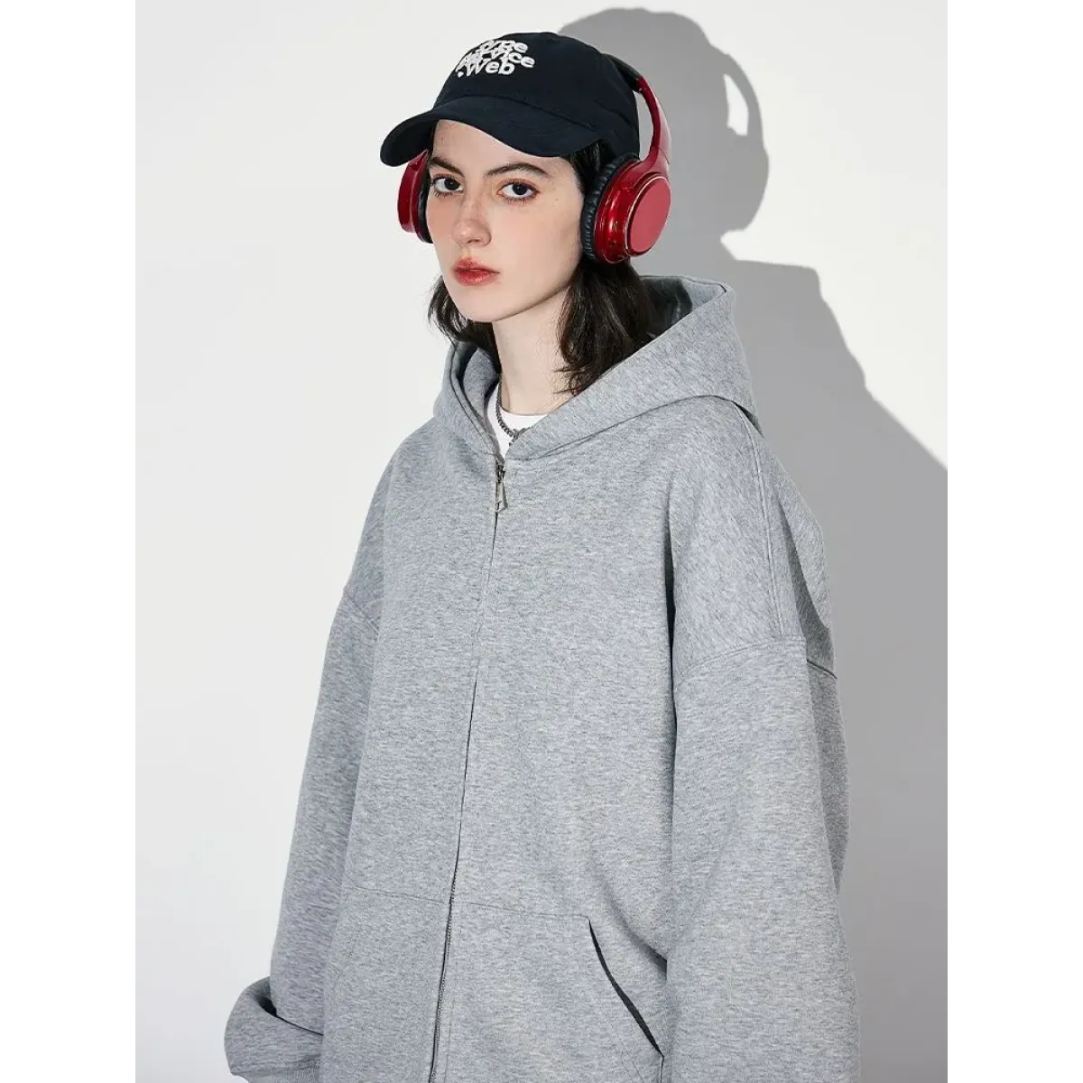 Gray Double-Zip Hooded Jacket with Pockets - Women’s Clothing & Accessories - Jacket - 2