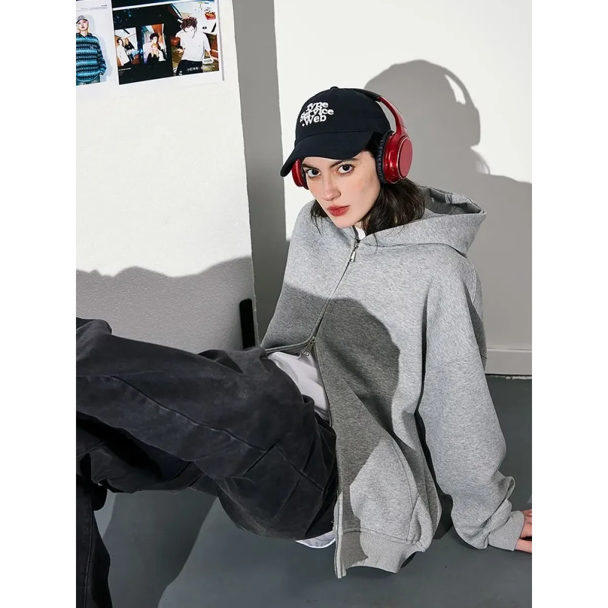 Gray Double-Zip Hooded Jacket with Pockets - Women’s Clothing & Accessories - Jacket - 3