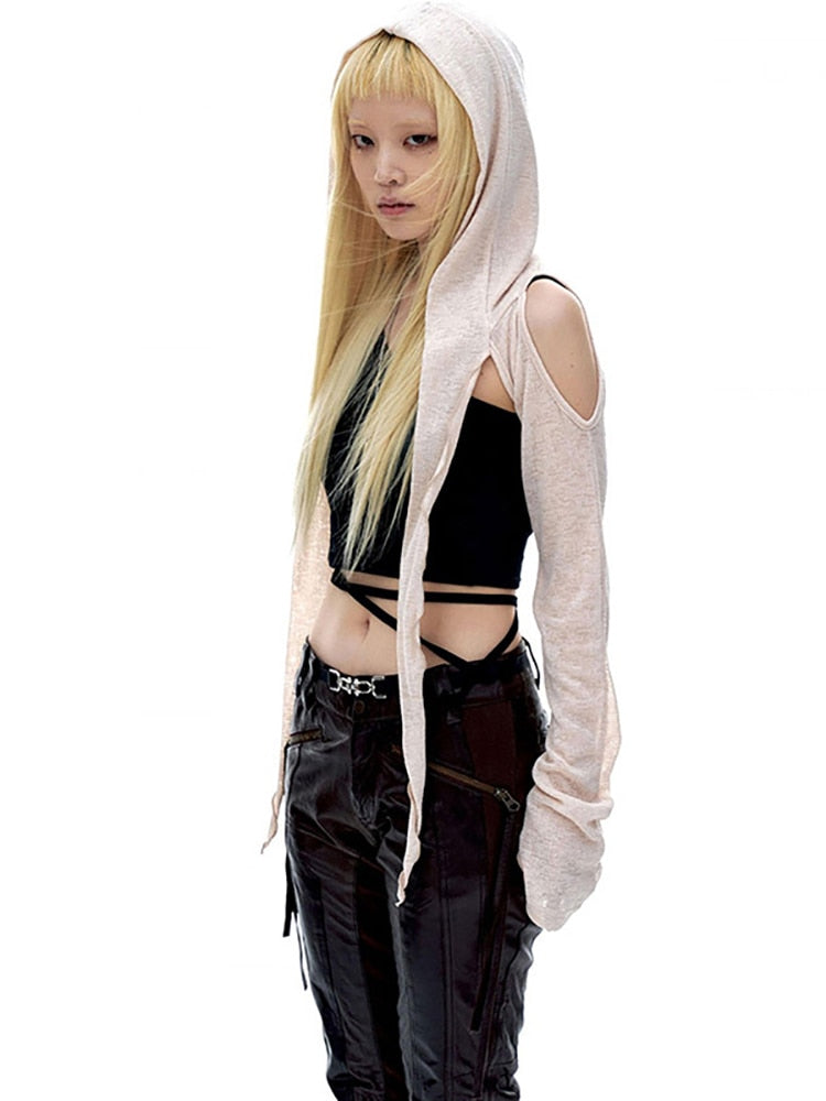 Hooded Long Sleeve Crop Top - T-Shirts - Clothing Tops - 6 - 2024