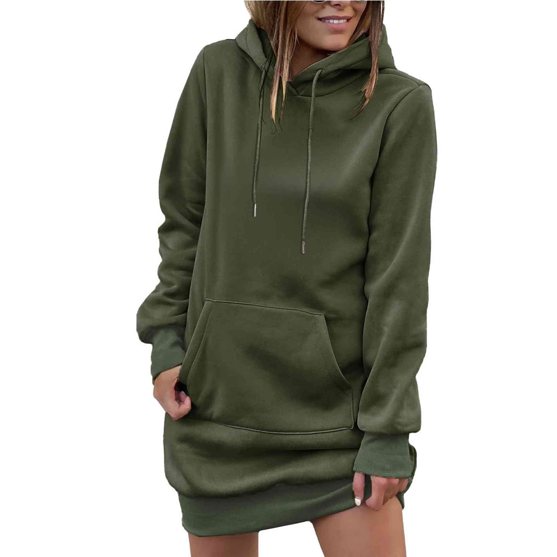 Drawstring Long Sleeve Hooded Mini Dress - All Dresses - Dresses - 3 - 2024