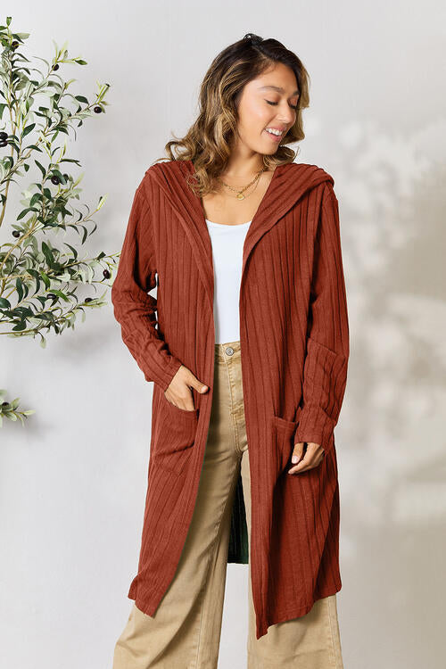 Hooded Sweater Cardigan - Brick Red / S - Sweaters - Shirts & Tops - 8 - 2024