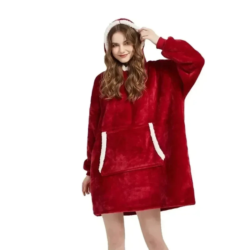 Oversized Fleece Hoodie Blanket with Pocket - Hoodies & Sweatshirts - Hoodie - 3