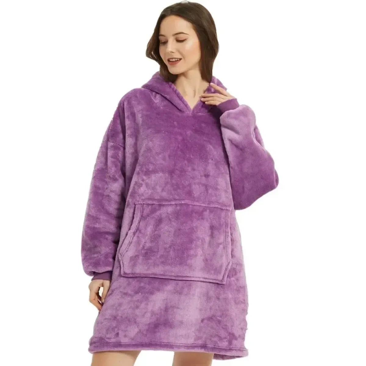 Oversized Fleece Hoodie Blanket with Pocket - Hoodies & Sweatshirts - Hoodie - 8