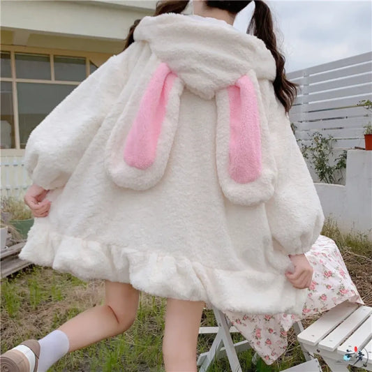Velvet Bunny Ear Fleece Hoodie Dress - All Dresses - Hoodie - 2