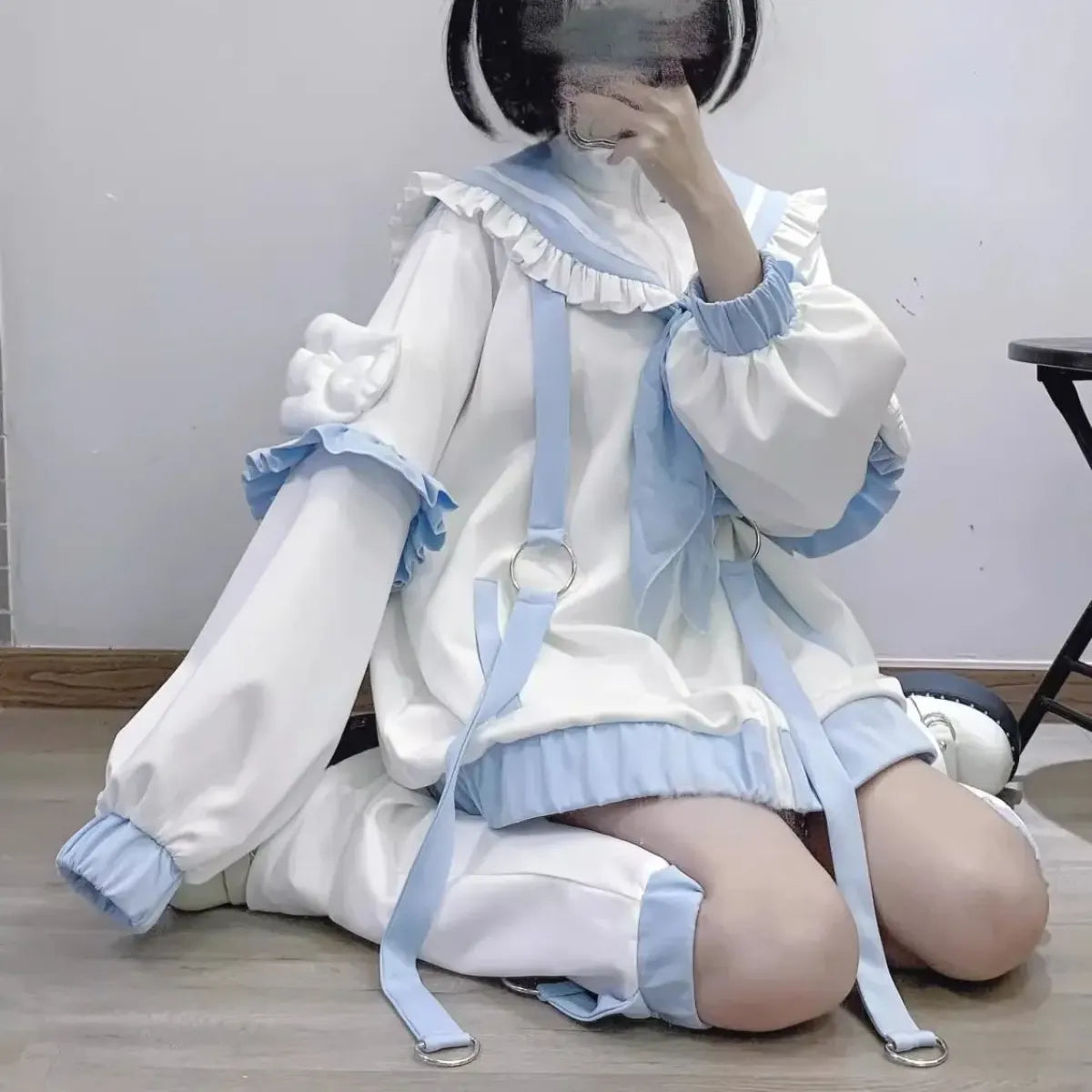 Kawaii Sailor Ruffle Hoodie Set - Women’s Clothing & Accessories - Women’s Hoodies - 10