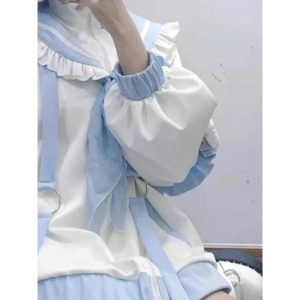 Kawaii Sailor Ruffle Hoodie Set - Women’s Clothing & Accessories - Women’s Hoodies - 5