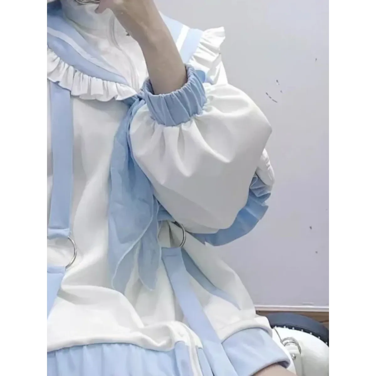 Kawaii Sailor Ruffle Hoodie Set - Women’s Clothing & Accessories - Women’s Hoodies - 5