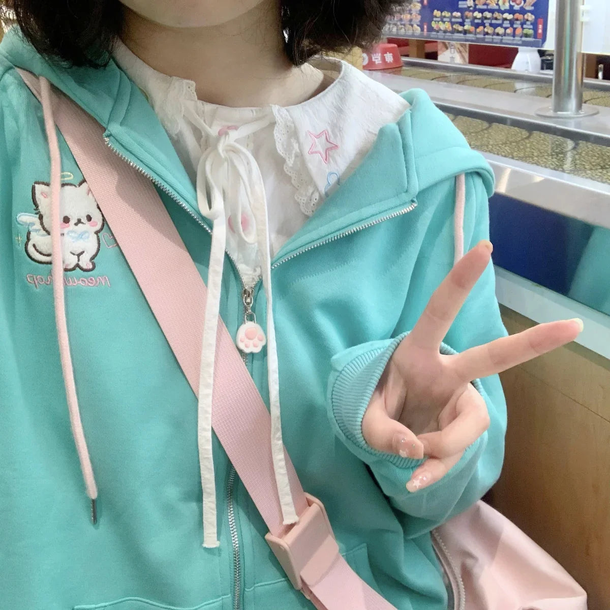 Cat Ear Harajuku Zip-Up Hoodie - Sweet Japanese Style - Hoodies & Sweatshirts - Shirts & Tops - 9 - 2024
