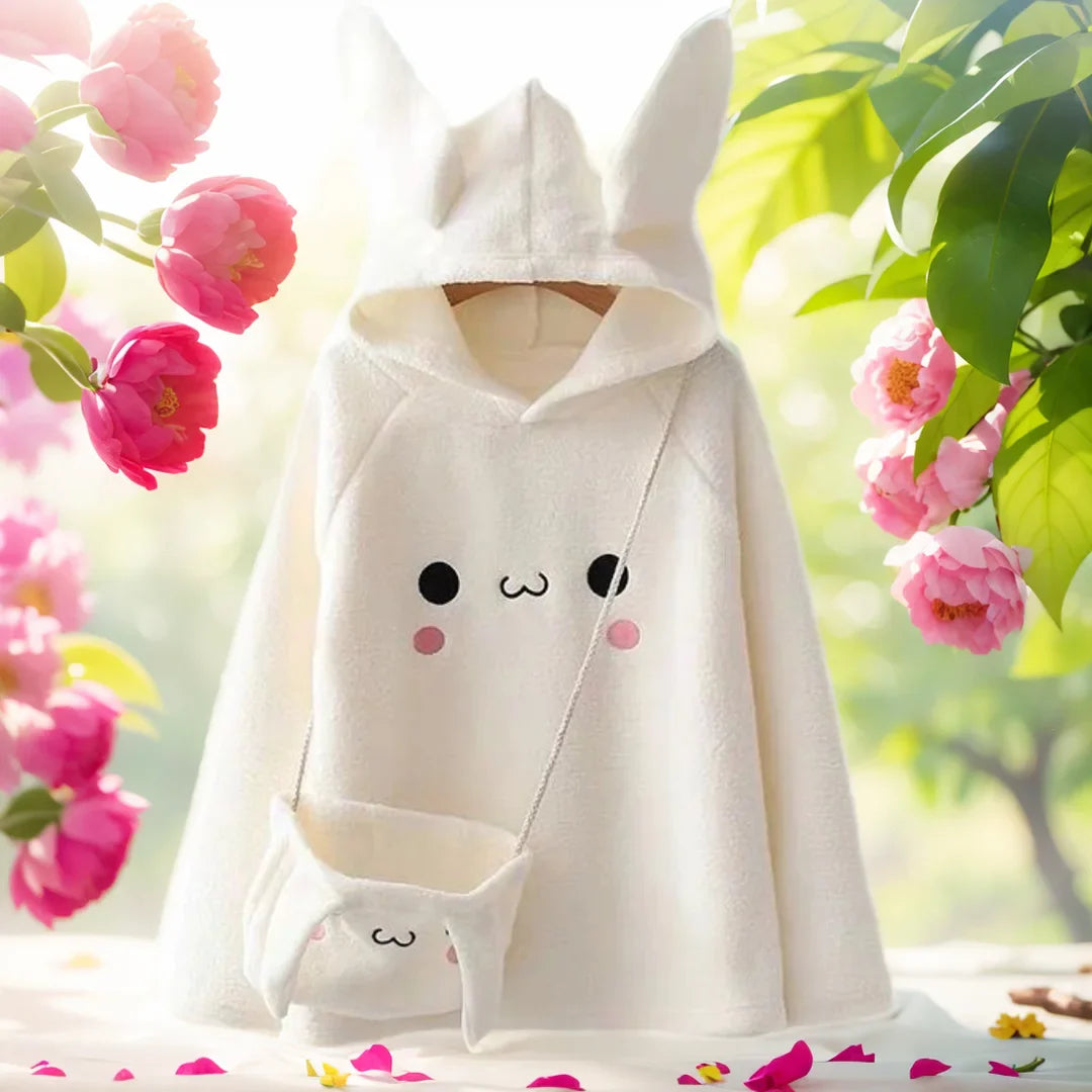 Cute Rabbit Ear Winter Hoodie - Sweet Bunny Cartoon White Coat - Hoodies & Sweatshirts - Apparel & Accessories - 1