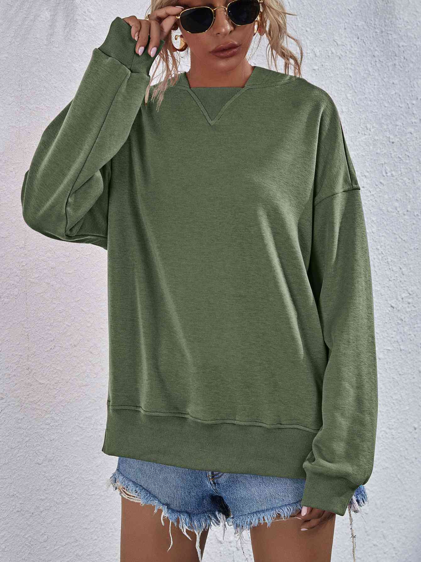 Dropped Shoulder Slit Hoodie - Hoodies & Sweatshirts - Shirts & Tops - 26 - 2024