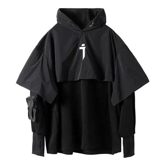 Embroidered Layered-Look Techwear Hoodie - Black / M - Hoodies & Sweatshirts - Clothing - 6 - 2024