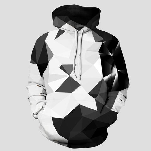 Full Size Geometric Drawstring Hoodie with Pockets - White / S/M - Hoodies & Sweatshirts - Shirts & Tops - 1 - 2024