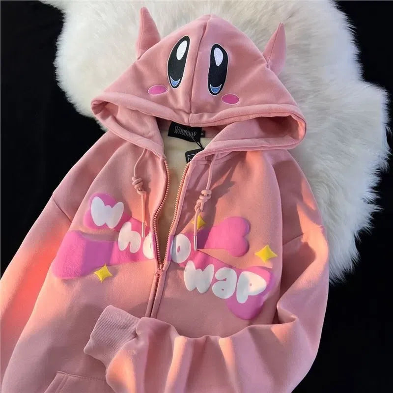 Harajuku Devil Embroidery Hoodie - Pink / S - Hoodies & Sweatshirts - Clothing - 7 - 2024