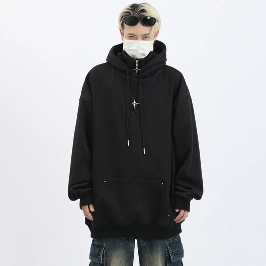 Harajuku High Neck Zipper Techwear Hoodie - black / S - Hoodies & Sweatshirts - Clothing - 1 - 2024