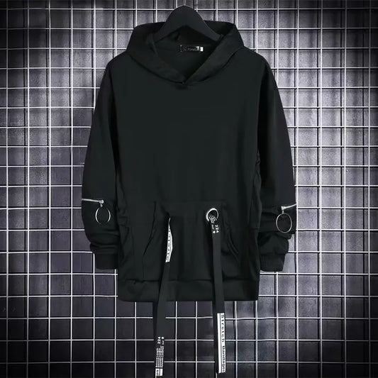 Harajuku Korean Techwear Loose Hoodie - Black / S (Weight 40-48KG) - Hoodies & Sweatshirts - Clothing - 1 - 2024