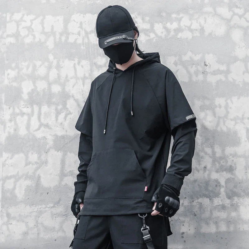 Harajuku Slim Techwear Hoodie with Fake Layer Detail - Hoodies & Sweatshirts - Coats & Jackets - 1 - 2024