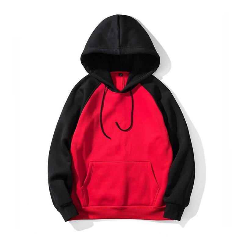 Men’s Autumn Patchwork Hoodie - Red/Black / XXL - Hoodies & Sweatshirts - Shirts & Tops - 18 - 2024