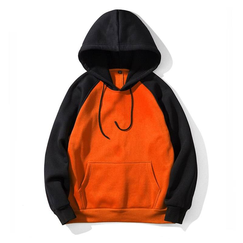 Men’s Autumn Patchwork Hoodie - Orange/Black / XXL - Hoodies & Sweatshirts - Shirts & Tops - 17 - 2024