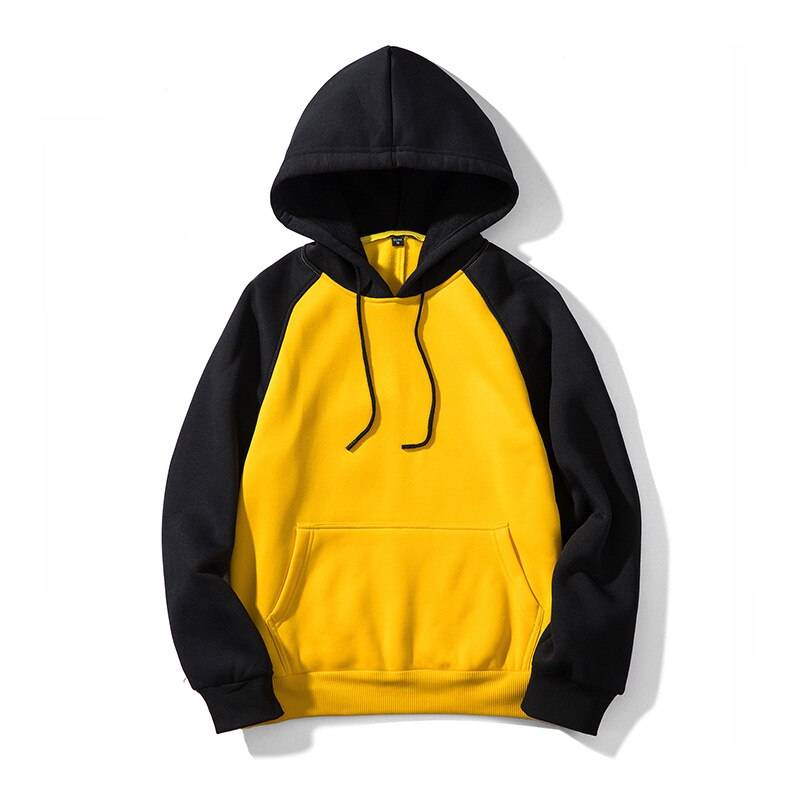 Men’s Autumn Patchwork Hoodie - Yellow/Black / XXL - Hoodies & Sweatshirts - Shirts & Tops - 19 - 2024